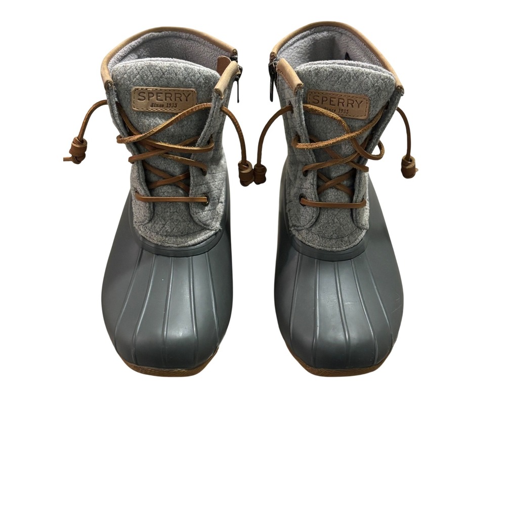 Sperry Top Sider‎ Women Gray Wool Rubber Duck Boots Ankle Zip Size 6.5